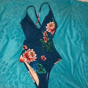 NEW Kona Sol Blue Floral One Piece Swimsuit